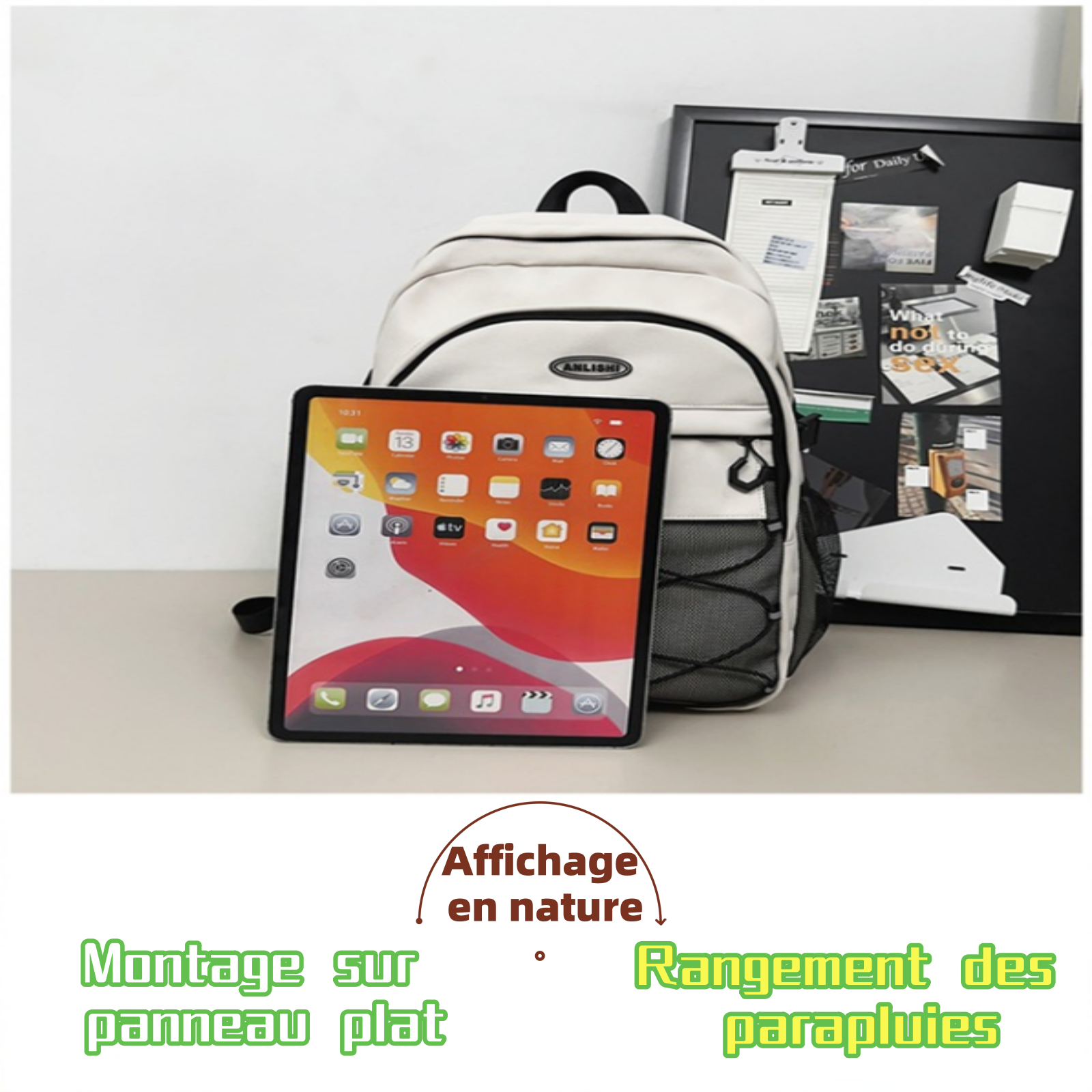 Sac à dos scolaire 45x32x16cm retro workwear student schoolbag simple hundred lightweight large capacity backpacks blanc cartable