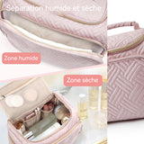 Trousse de toilette rose grande capacité étanche trousse à cosmétiques séparation sèche et humide travel toiletry bag portable