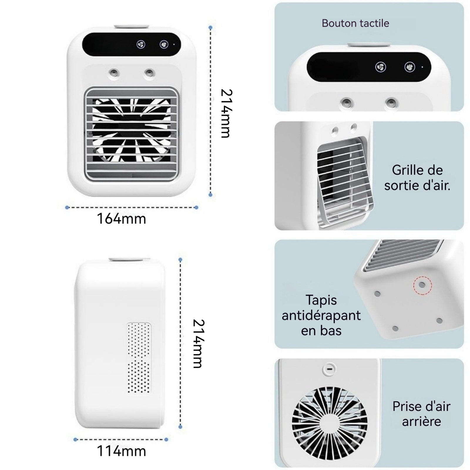 Ventilateur 500 ml Chargement et branchement USB Double pulvérisation rafraîchissante Confort longue durée Ventilateur brumisateur