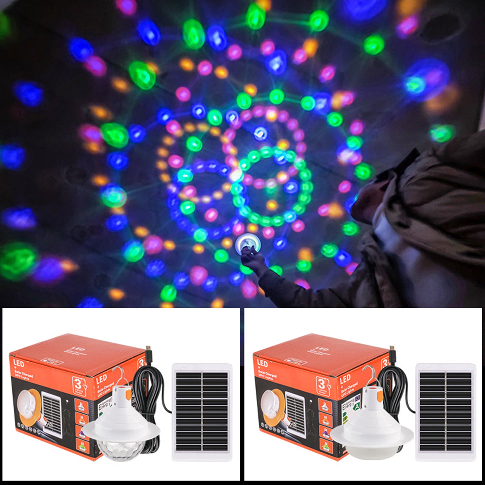 Lampe de boule magique colorée rechargeable par USB solaire lampe de camping lampe d'éclairage d'ambiance de festival