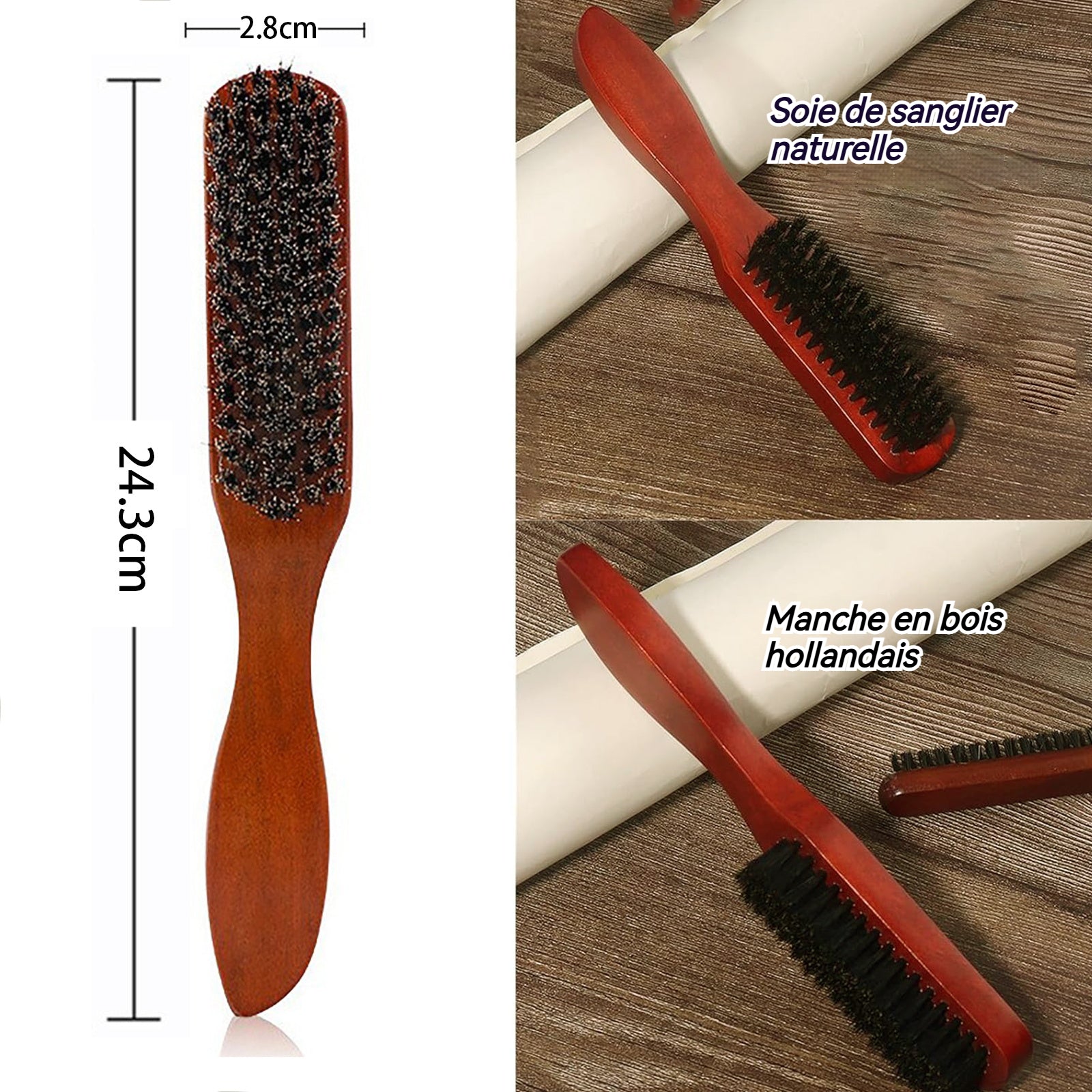 Brosse à barbe en poils de sanglier multifonction brosse à barbe et moustache brosse à cheveux brosse barbe pour cheveux barbe