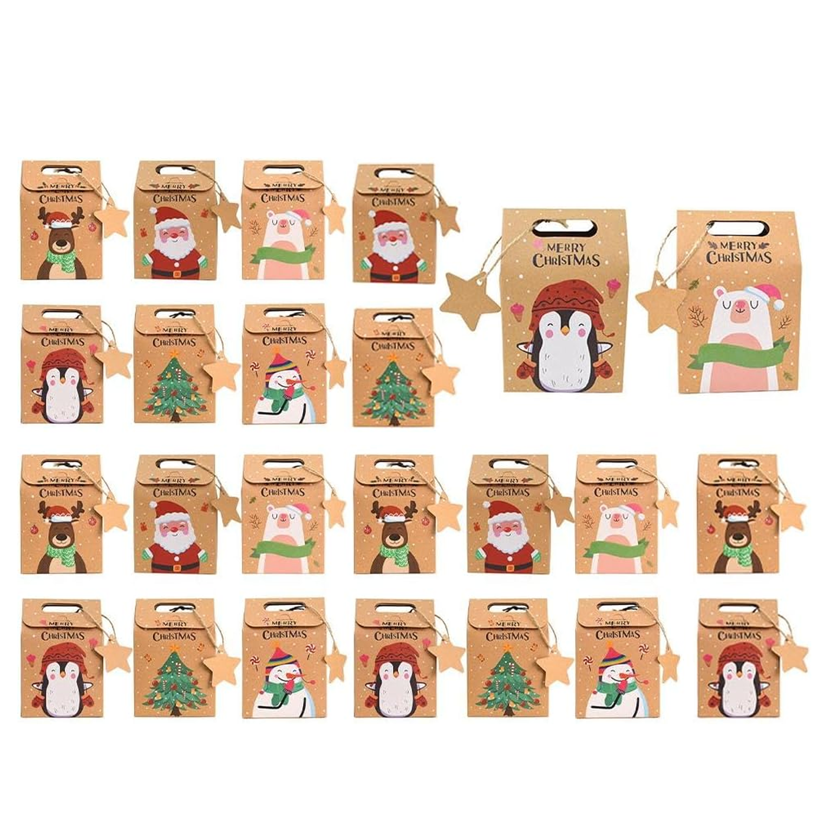 Boite à Bijoux 9x5x6cm 24 pcs Boîte à bonbons de noël créative emballage cadeau  papier kraft flocon de neige boîte cadeau vacances