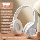 Casque Bluetooth sans Fil monté sur latête 5.3 casque Bluetooth sans filcasque Bluetooth pliableavec fonction de réduction active