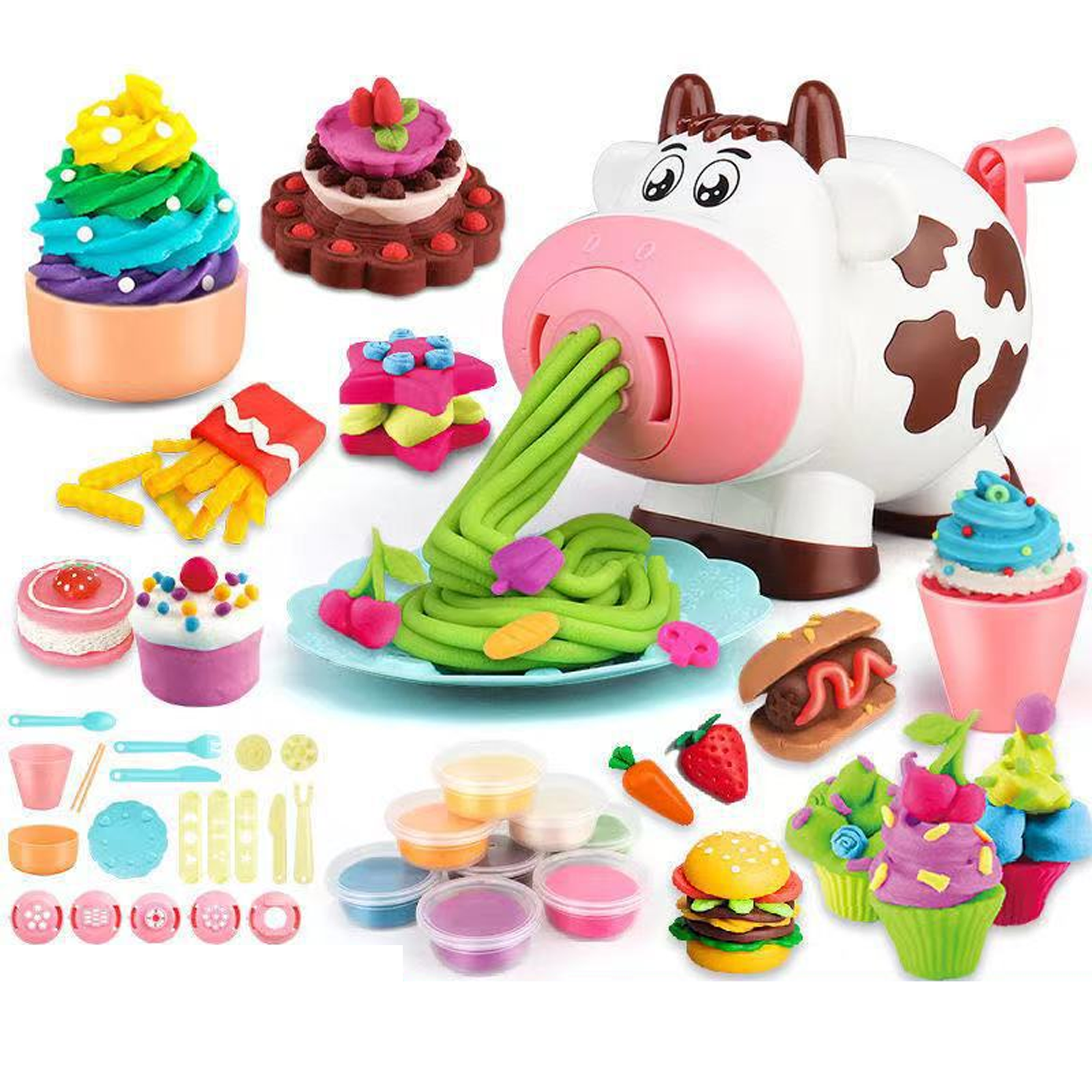 Accessoires en pâte à modeler pour enfants 19PCS avec 8 boîtes de pâte à modeler machine à glace outils de pâte à modeler enfant