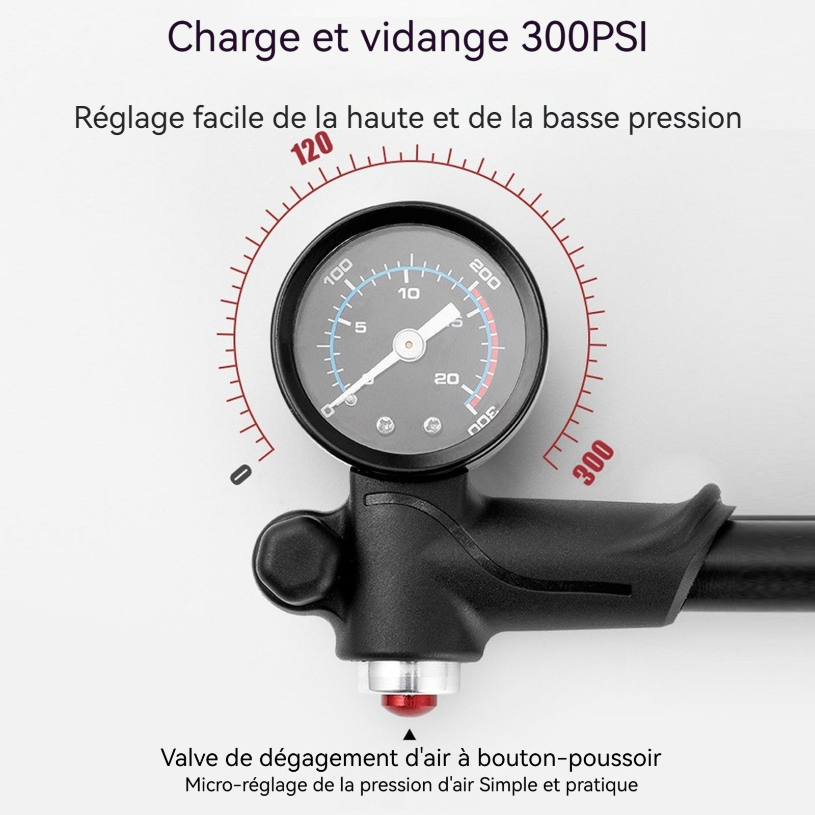 Pompe à vélo Haute pression 120PSI Pompe portable pour vélo de route Pour pneus de vélo Ballons de sport Anneaux de natation etc.