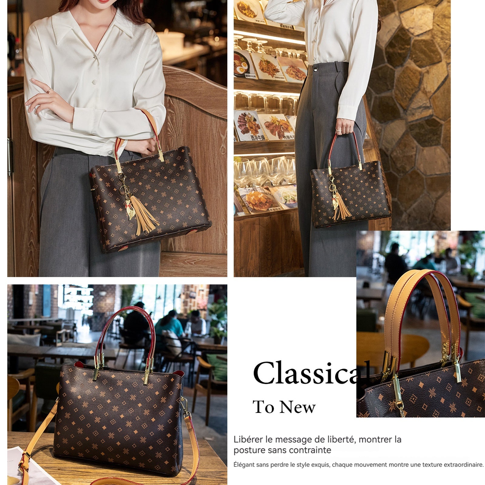 Sac a main en cuir véritable pour femme sac à bandoulière élégant grande capacité sac fourre-tout sac à dos mode bandoulière sac