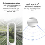 Ventilateur de bureau 15x15x60cm 40w 220v 8000rpm affichage numérique télécommande 8 niveaux réglables grand angle de 80 degrés