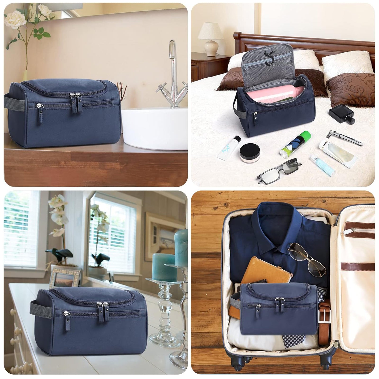 Trousse de toilette de Voyage 24x14x13CM Pour Hommes et Femmes Volume élevé Tissu imperméable avec Poignée Trousse de Maquillage