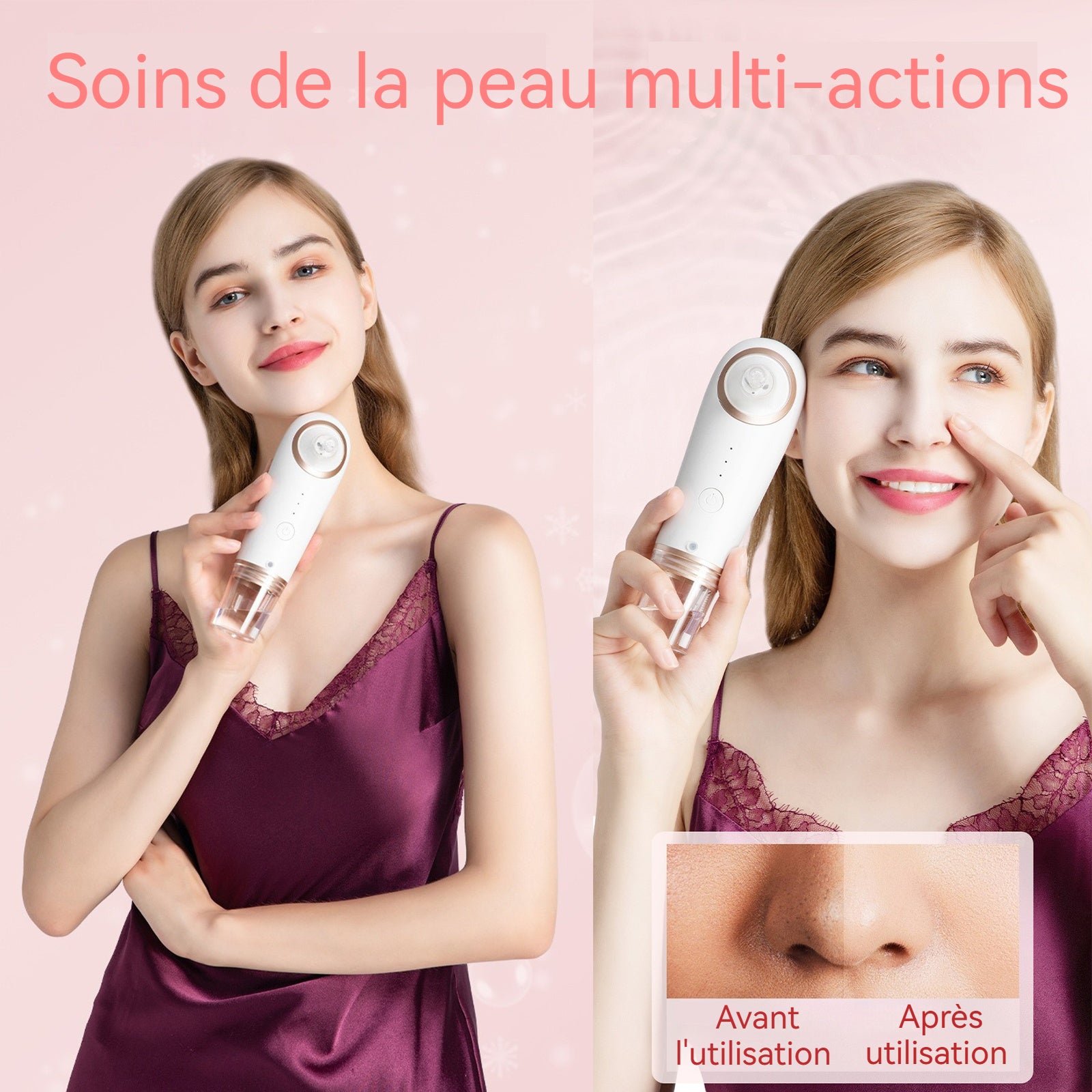 Aspirateur Point Noir Avec 3 modes Avec 4 embouts d'aspiration Nettoyage des pores du visage Forte aspiration Nettoyage visuel