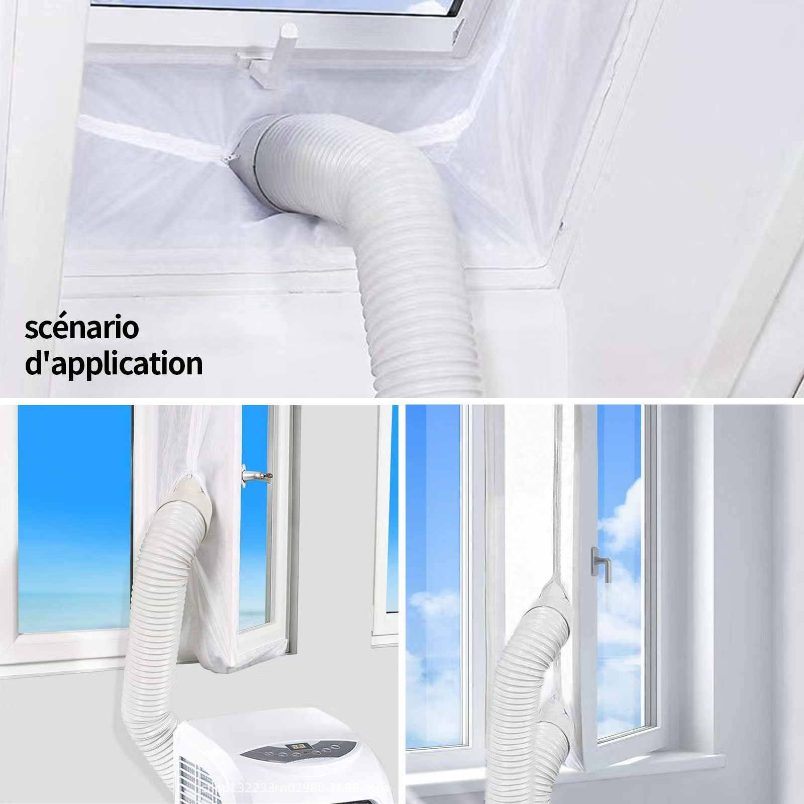 Joint de fenetre climatisation 3 m tissu oxford double trou épaissir convient aux climatiseurs déshumidificateurs et sèche-linge