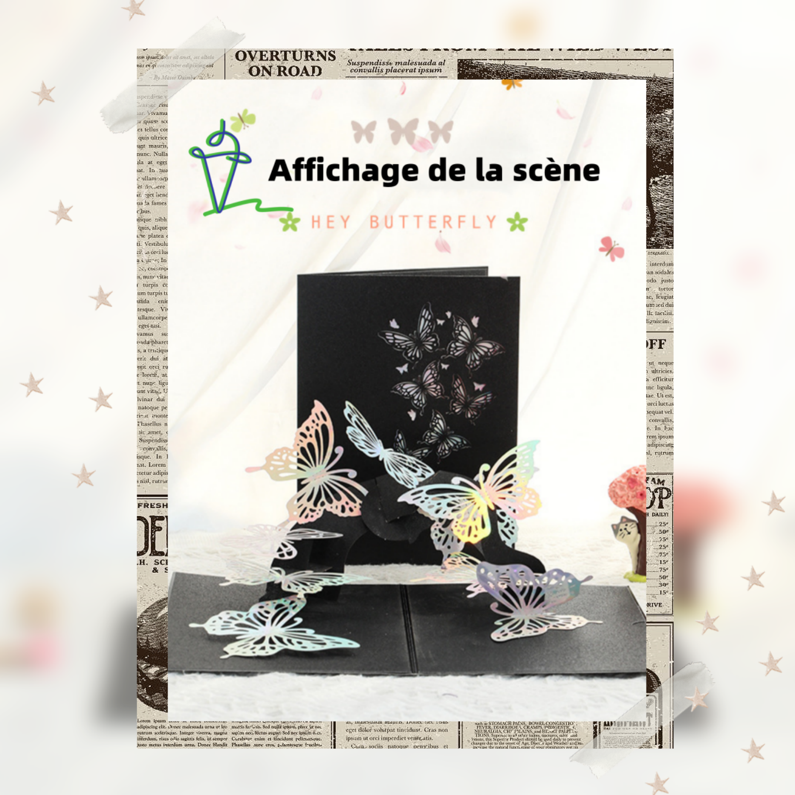 arte de voeux 20x15cm carte de vœux 3D créative papillon noir sculpture en papier carte de vœux d'anniversaire carte postale