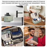 trousse de maquillage en cuir PU Grande capacité Étanche Avec poignée Portable sac de makeup sac rangement travel toiletry bag