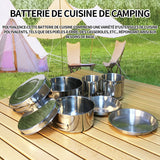 asseroles camping 8 pcs batterie de cuisine de camping camping ustensiles complets ensemble de casseroles et poêles portables