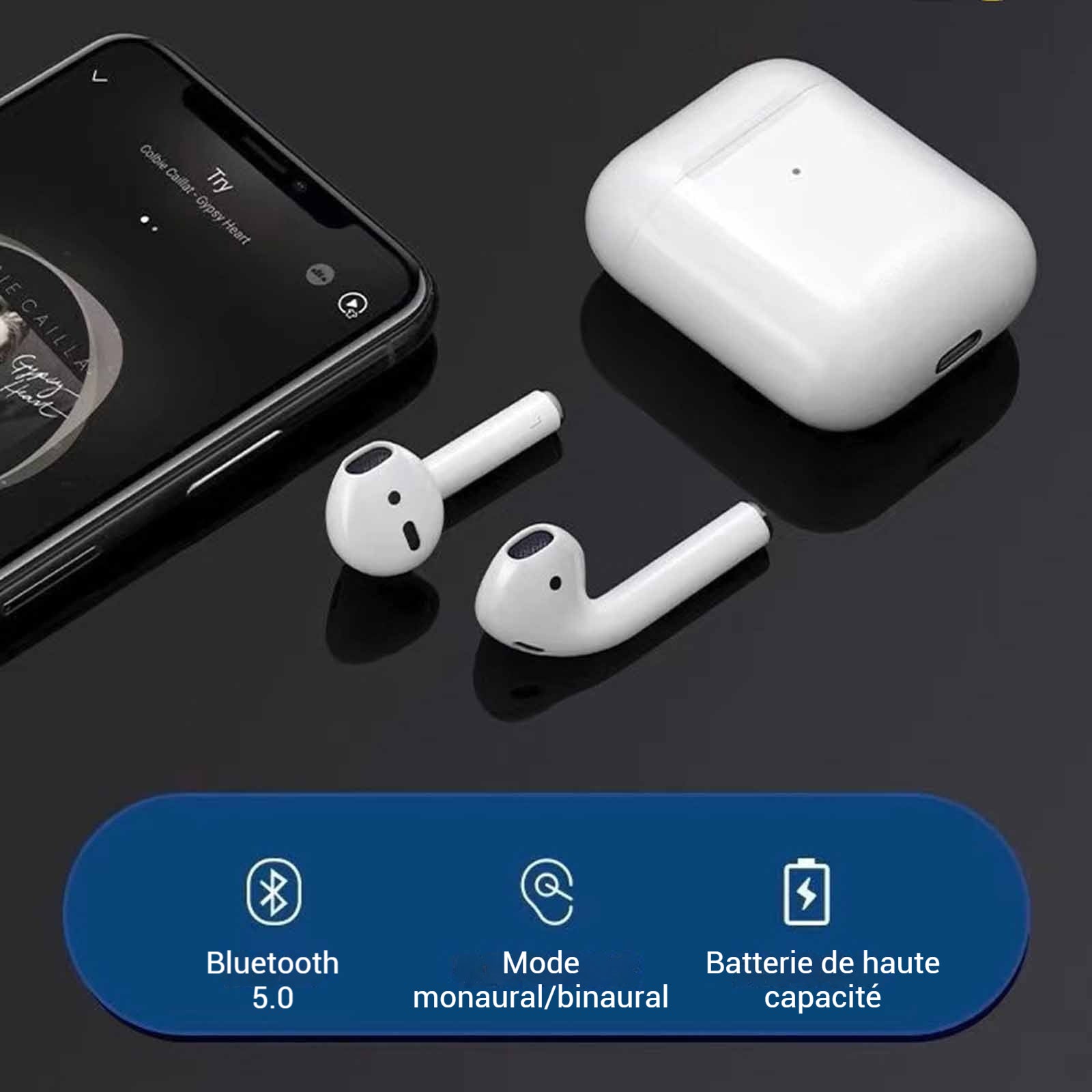Écouteurs bluetooth bluetooth 5.0 intra-auriculaire écouteurs de sport casque de jeu écouteur sans fil avec microphone antibruit