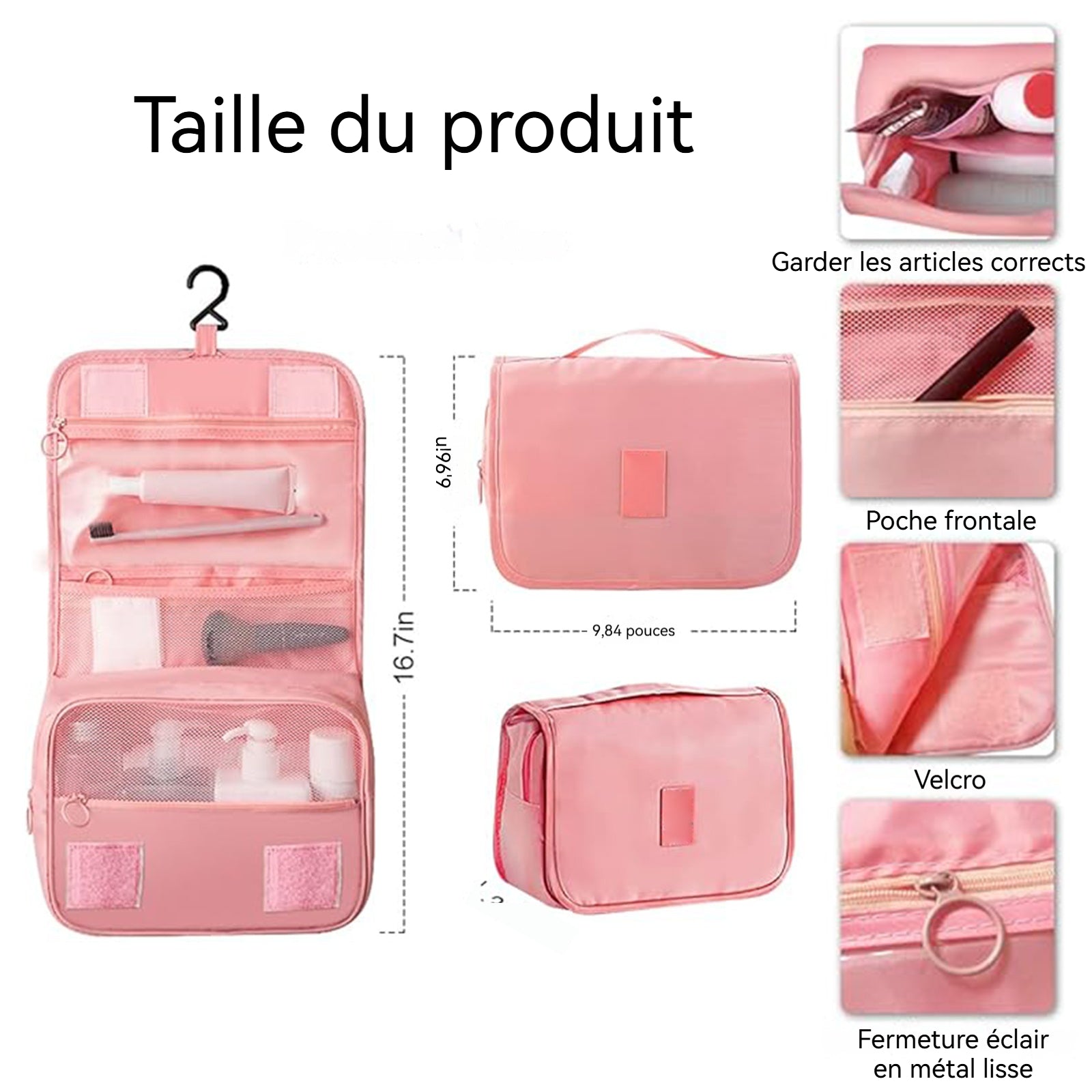 Trousse de toilette de Voyage Volume élevé Tissu imperméable Fermeture éclair Pliable Pour Hommes et Femmes Trousse de Maquillage