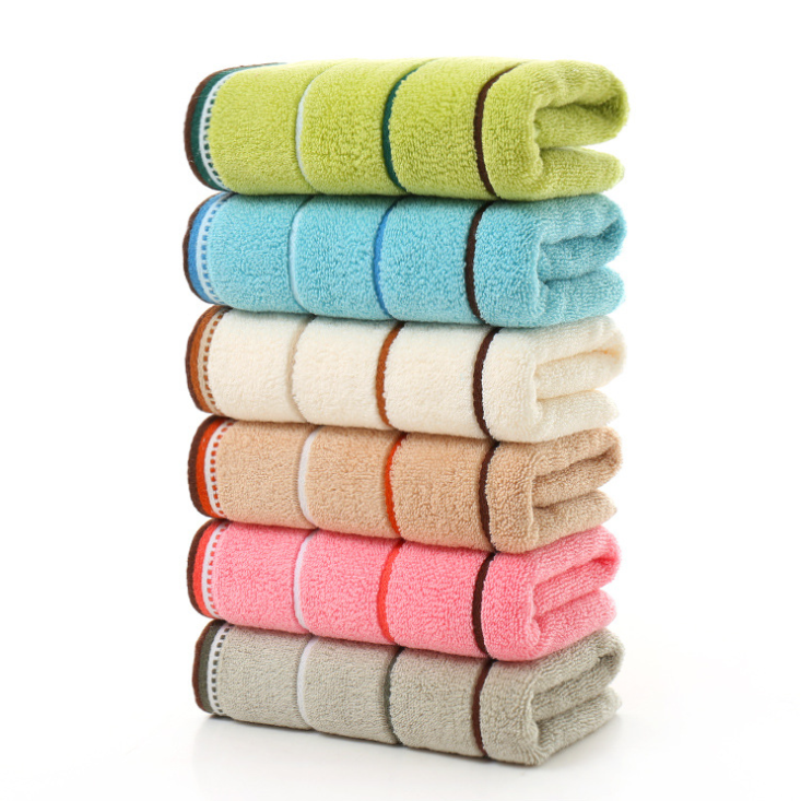 Ensemble 6 serviettes douces absorbantes femmes hommes couleurs toillette Kit hygiéne qualité conton fils épais rayures