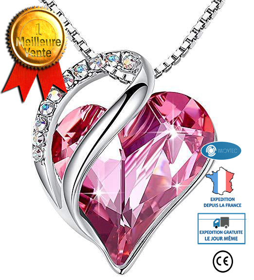 INN® LCC® Cristal sautoir collier Infinity pendentif femme forme de cœur  argent bijoux  accessoire beauté strass plaque d'argent ro
