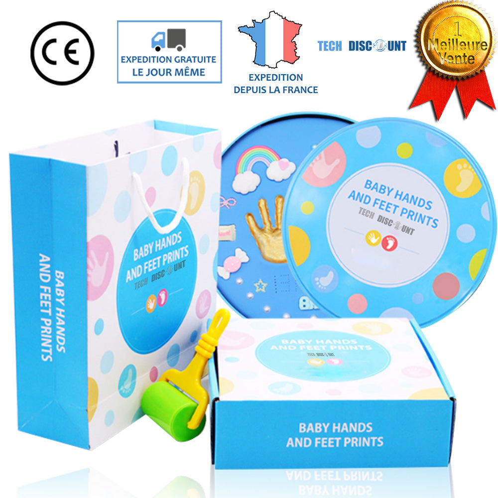 TD® Moulage bébé ventre femme enceinte empreinte main Souvenir de naissance bricolage jouet encre et pieds nouveau né cadeau enfants