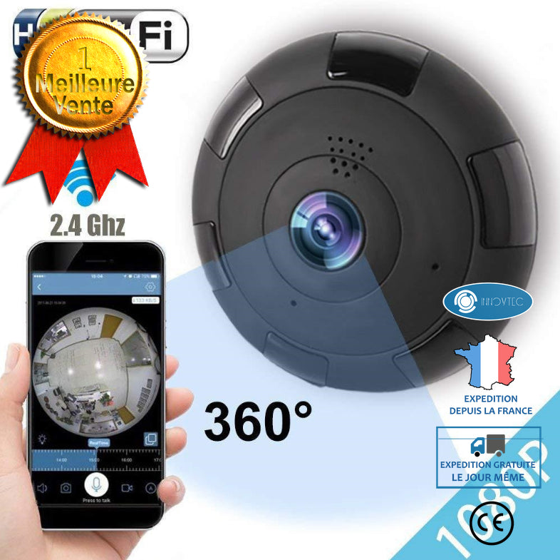 INN® Caméra sans fil V380 360 ° caméra de surveillance réseau infrarouge panoramique caméra grand public et commerciale petit écran