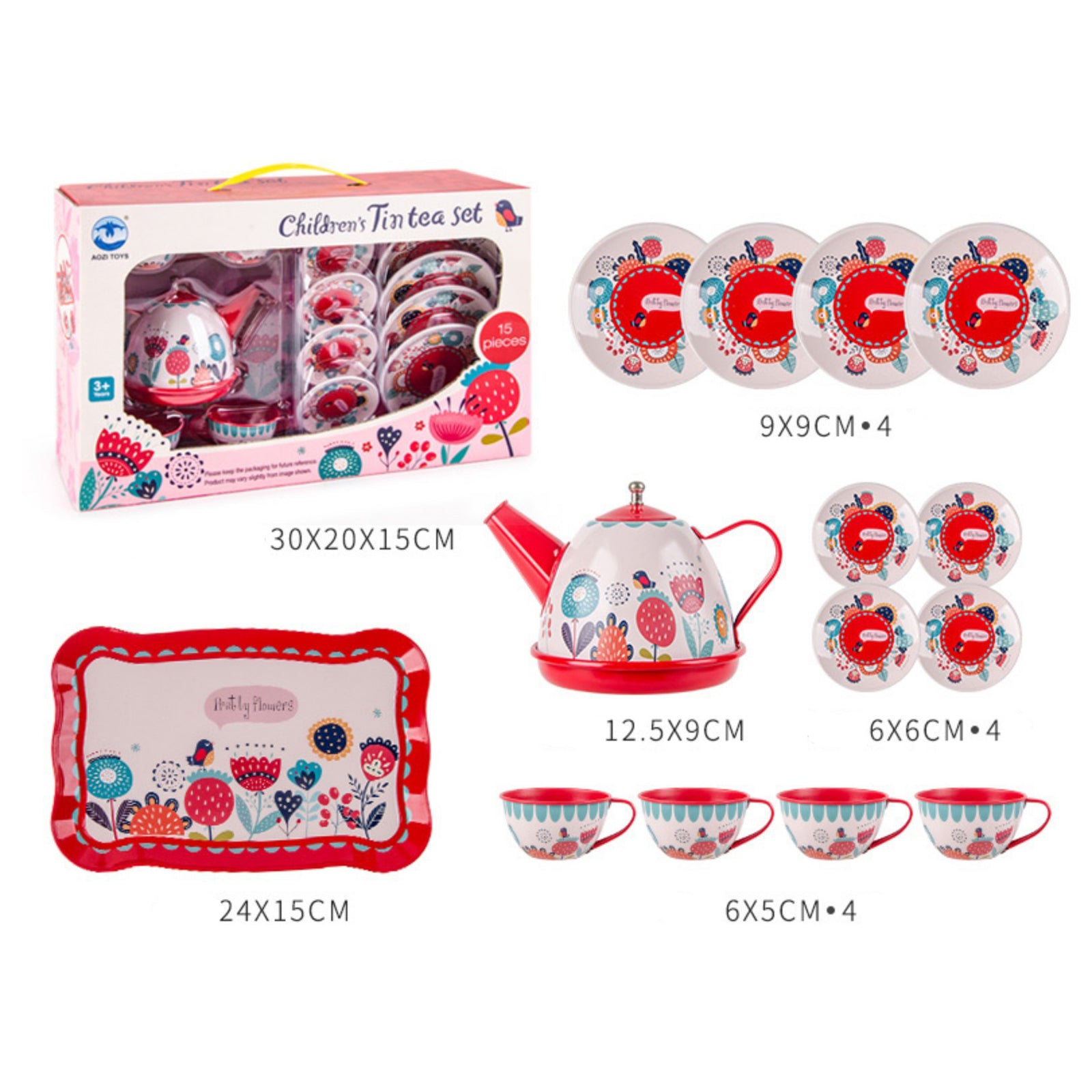 TD® Service à Thé en Métal 15 pièces Dînette pour Fille/
