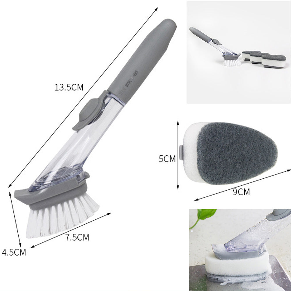 TD® Brosse de nettoyage cuisine Liquide multifonction savon automatiquement manche longue pour lave-vaisselle ustensile propreté