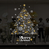TD® stickers noël fenêtre vitre décoration autocollant adhésif sapin transparent fêtes fin d'année décoration murale chambre blanc