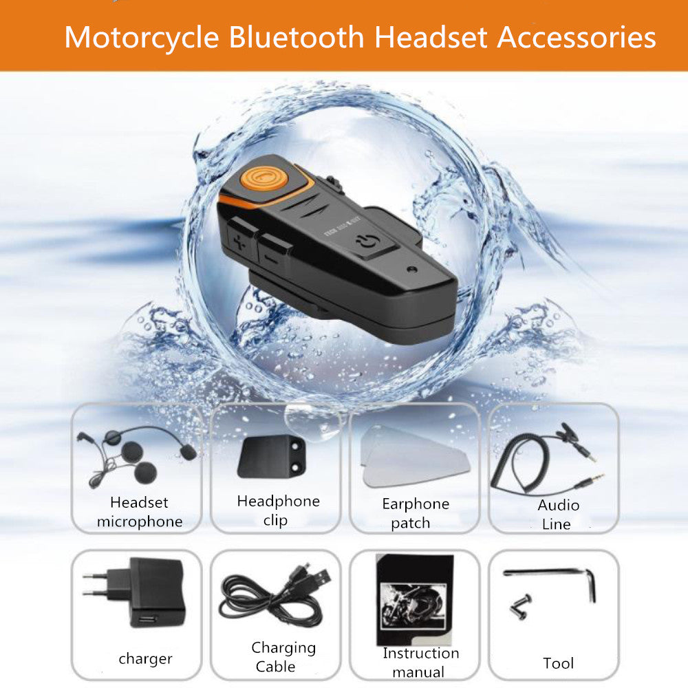 TD® Oreillette Casque bluetooth motot intercom écouteurs appels musique transmission conduite talkie-walkie 1000m Bluetooth sans fil