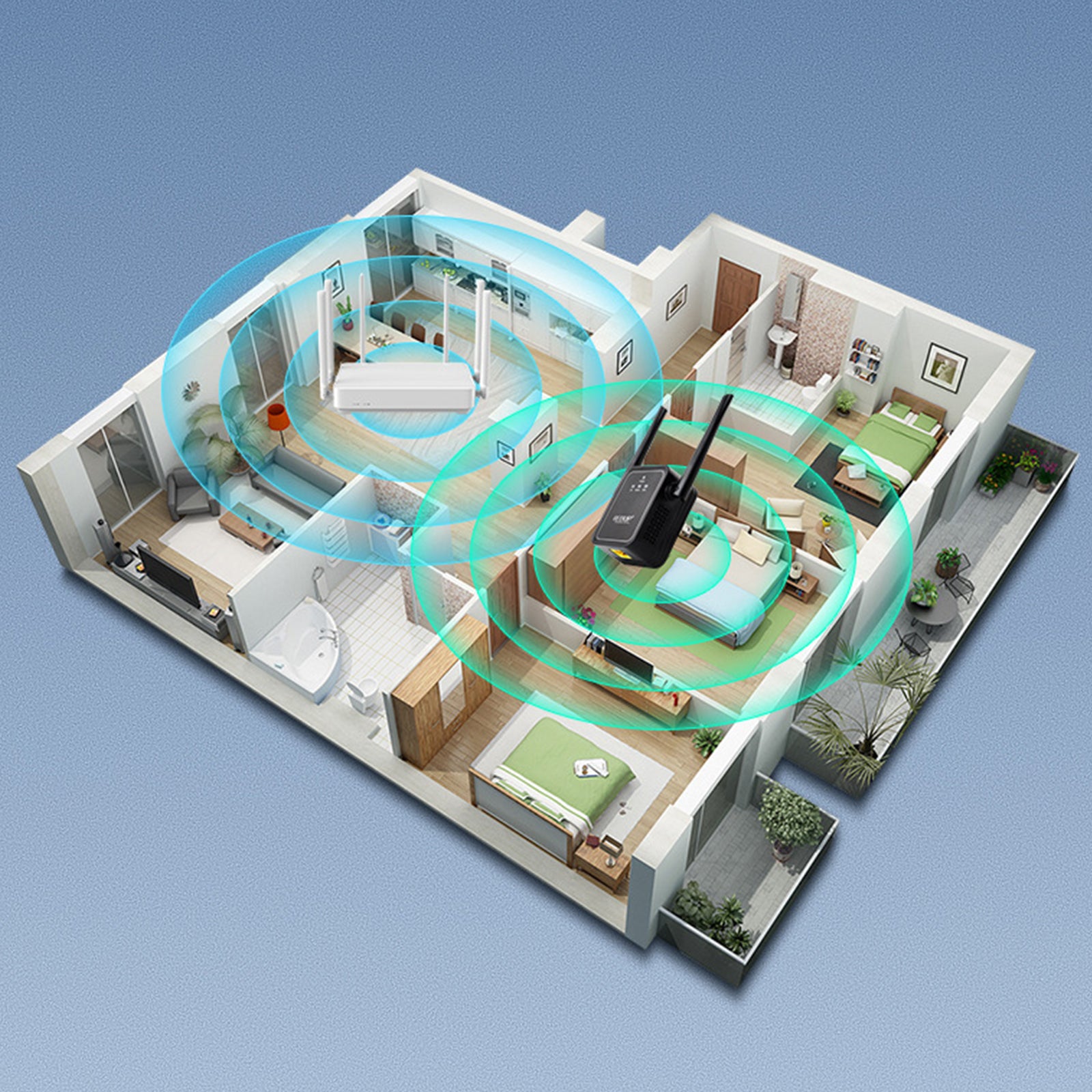 TD® Le répéteur d'amplificateur de signal wifi sans fil 300M améliore la distance de transmission du signal à travers le routeur mur