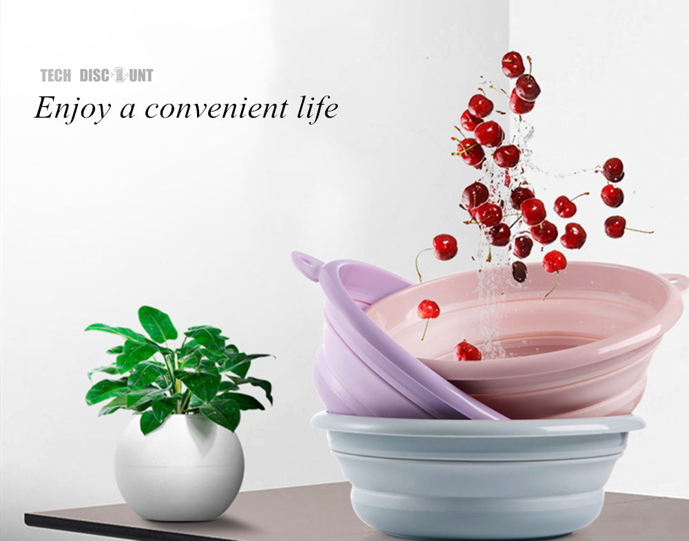 TD® bassine pliable camping grande linge retractable silicone ronde plastique pied lessive taille bain evier sale vaisselle seau lav