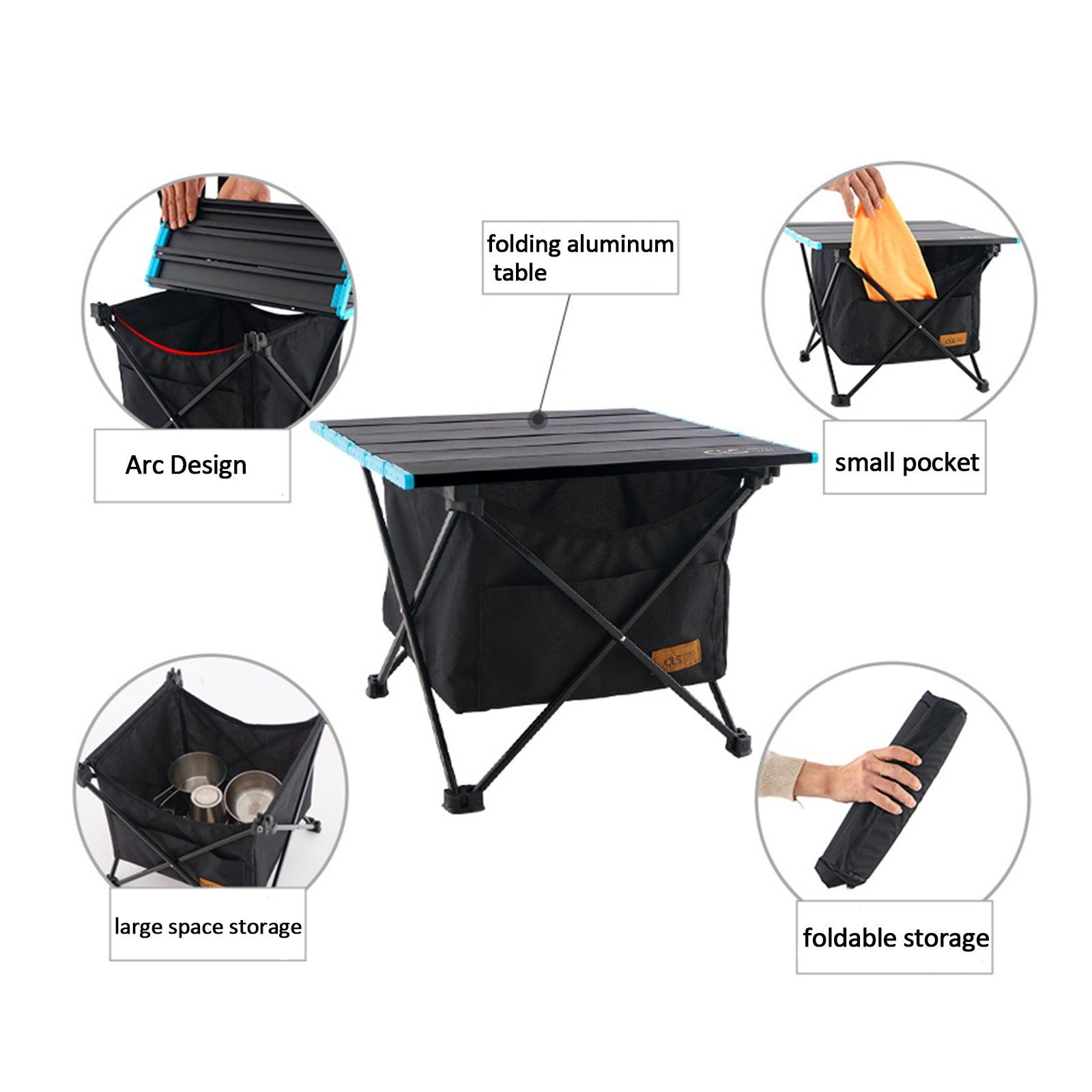 TD® Table pliante extérieure panier de rangement table de pique-nique sac suspendu portable poche invisible sac de rangement étanche