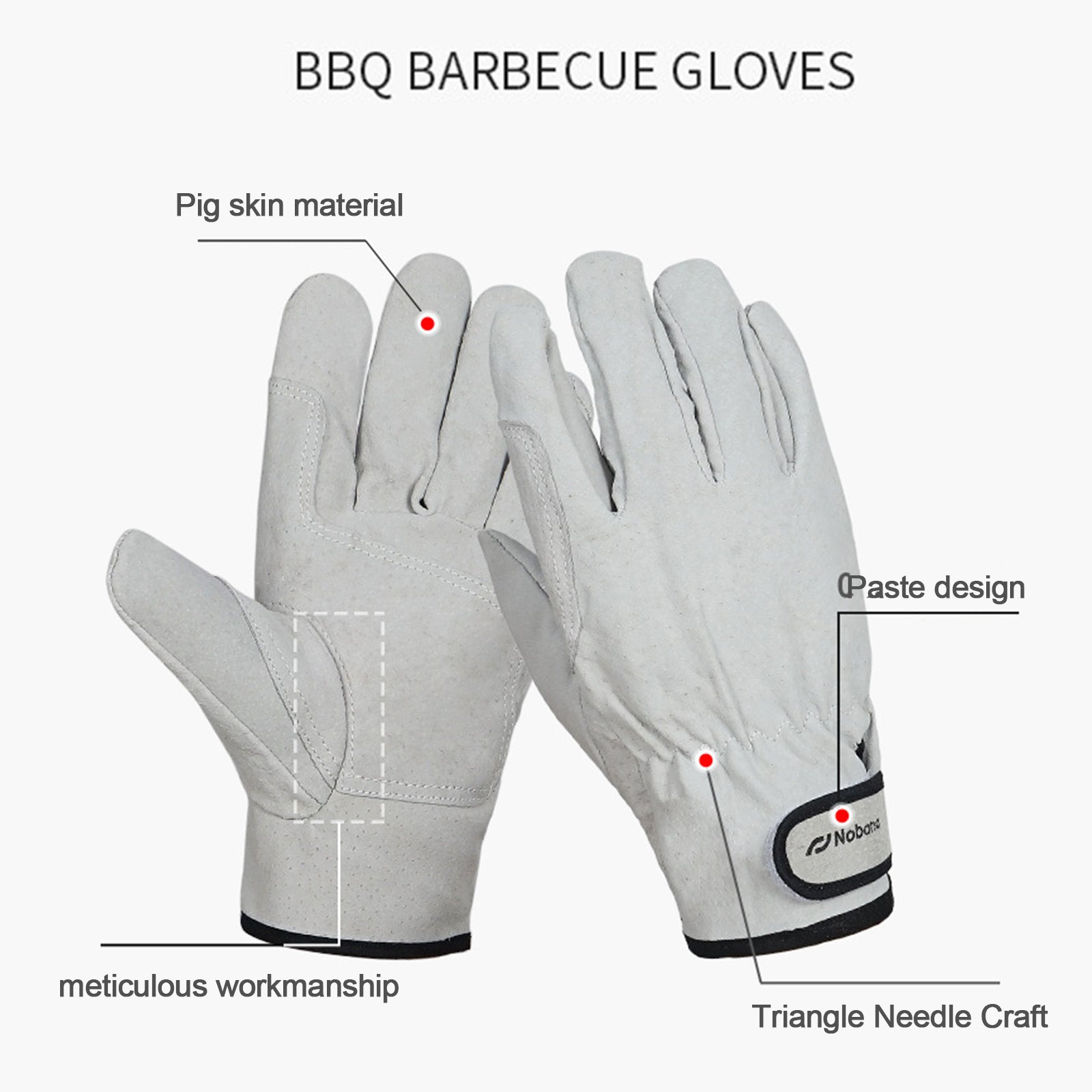TD® Gants de pique-nique en plein air isolation thermique anti-brûlure en peau de porc gants de protection épaissis résistants à l'u