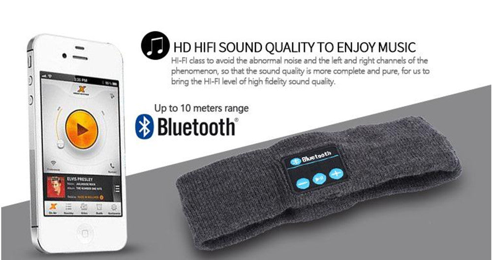 TD® Bandeau électronique écouteurs intégrés homme femme kit main libre appel réponse musique sport bandeau high tech couleur noir