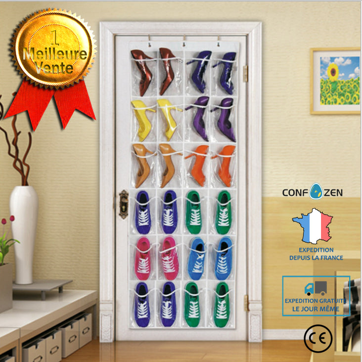 24 porte de grille arrière rangement pour chaussures sac suspendu chaussure non tissée murale transparente voyage susp