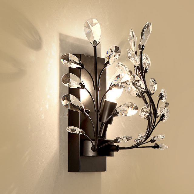 Applique en cristal Style country américain Fer forgé rétro le salon chambre chevet Applique murale