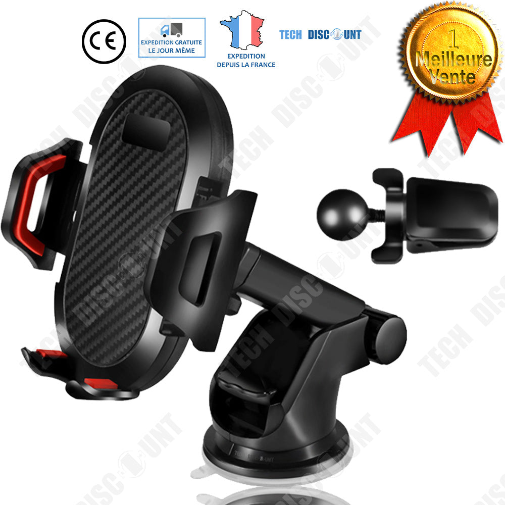 TD® support voiture téléphone vitre pare-brise fixation solide multi surface à ventouse camion à fixation rotative distance réglable