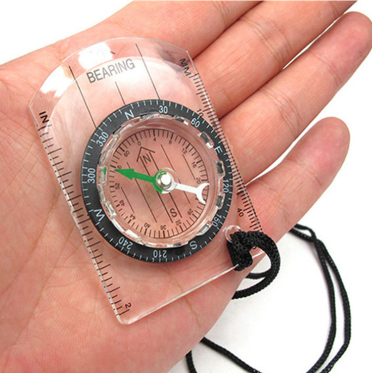 Boussole portable transparente multifonctionnelle extérieure de haute précision Échelle de boussole avec boussole de survie d