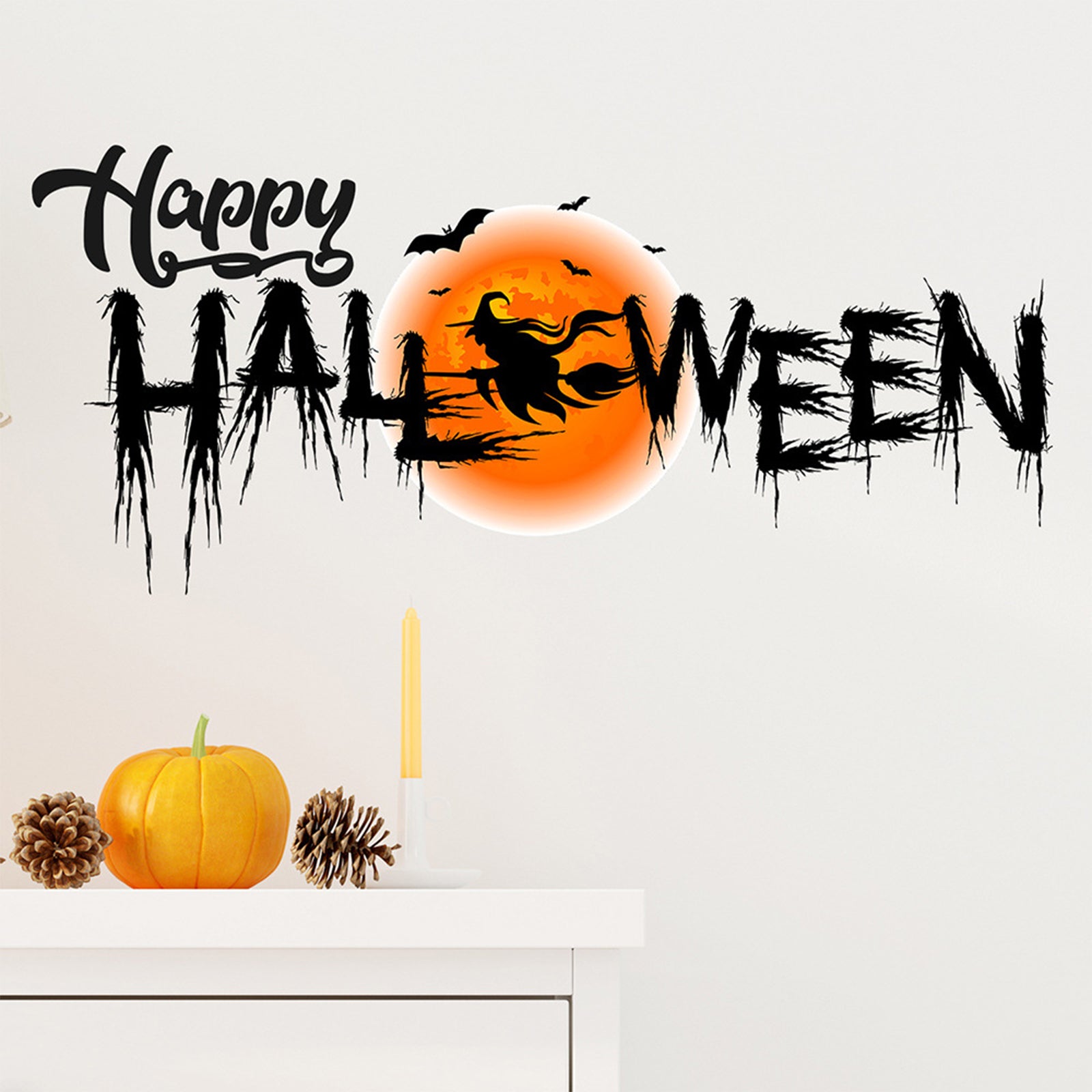 TD® Halloween decoration HappyHalloween Wall Sticker Effrayant Halloween Autocollant Dessin Animé Drôle Sorcière Autocollant