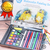 Ensemble de peinture aquarelle solide sans bois crayon de couleur soluble dans l'eau ensemble de peinture aquarelle 42 pièces