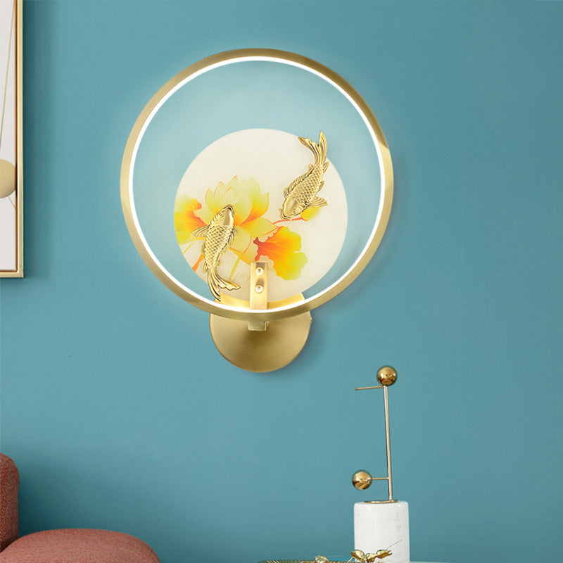 Applique en cuivre Marbre Nouveau style chinois le salon Mur TV chambre chevet