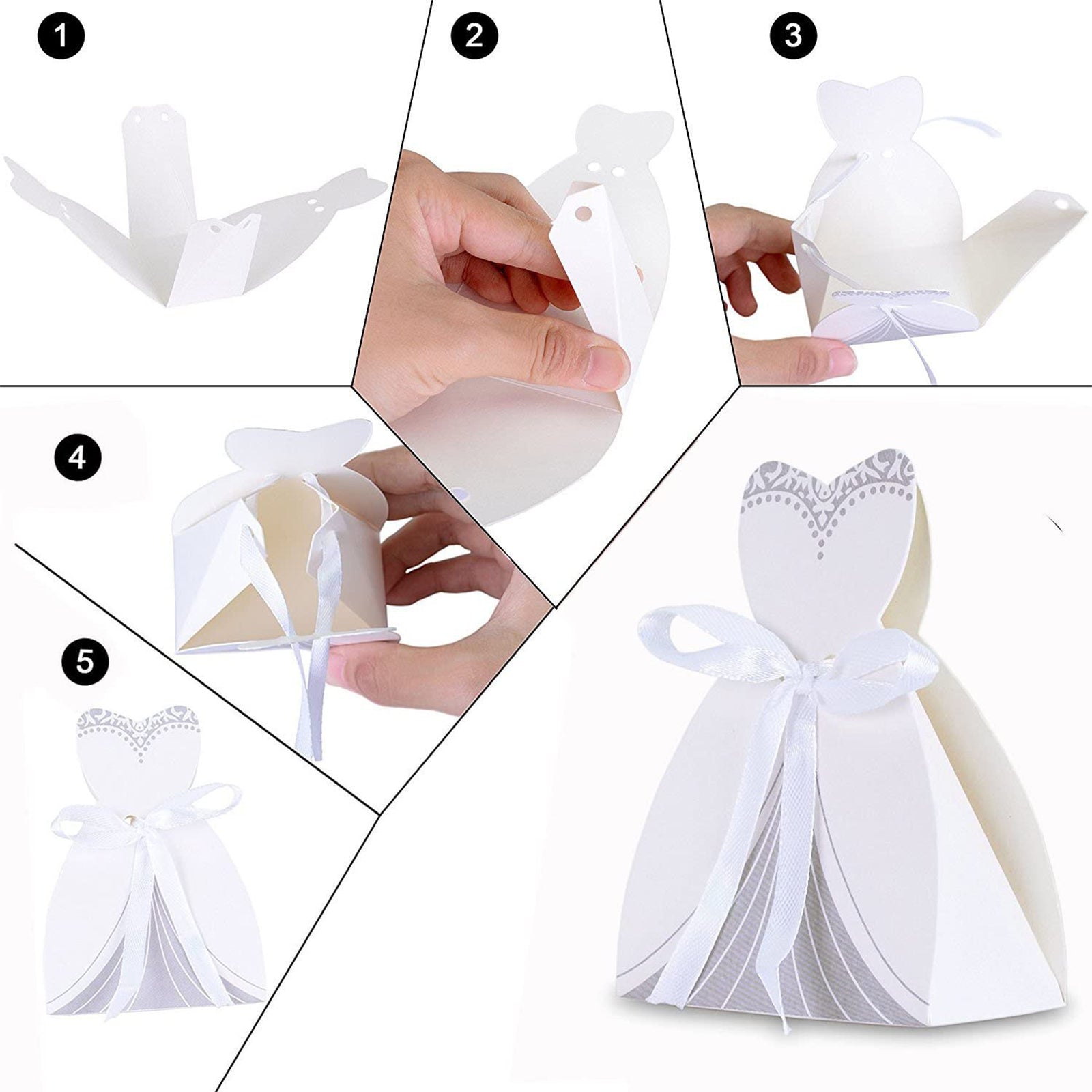 TD® Lot de 100 pcs Boîte à Dragées Mariage Cadeau Invités/ 50 pcs Marié noir + 50 pcs Mariée blanc, Chocolat bonbons