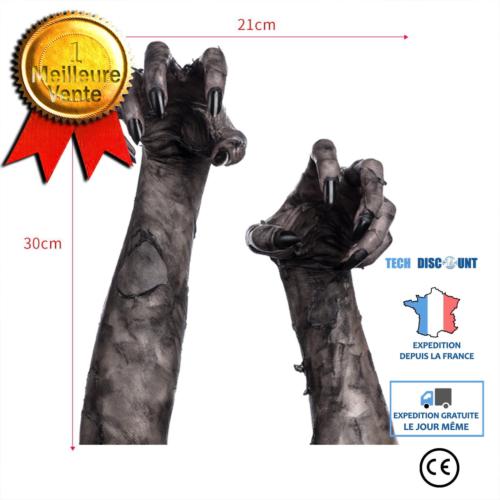 TD® Halloween decoration devil's Hand Halloween Fun Sticker Autocollant mural en PVC Film blanc