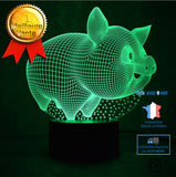 TD® Veilleuse 3D avec cochon de graisse animale Bouton de vision Éclairage LED