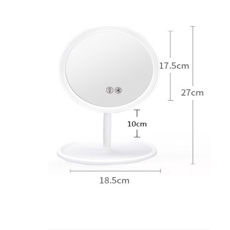 INN® Miroir de maquillage Bluetooth Smart LED Miroir maquillage Blanc Miroir de maquillage Étudiant Dortoir Miroir Simple Portable C