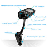 TD® Kit Chargeur MP3 USB Lecteur de Musique sans fil Bluetooth TranEMetteur FM Émetteur Bluetooth de voiture grand écran