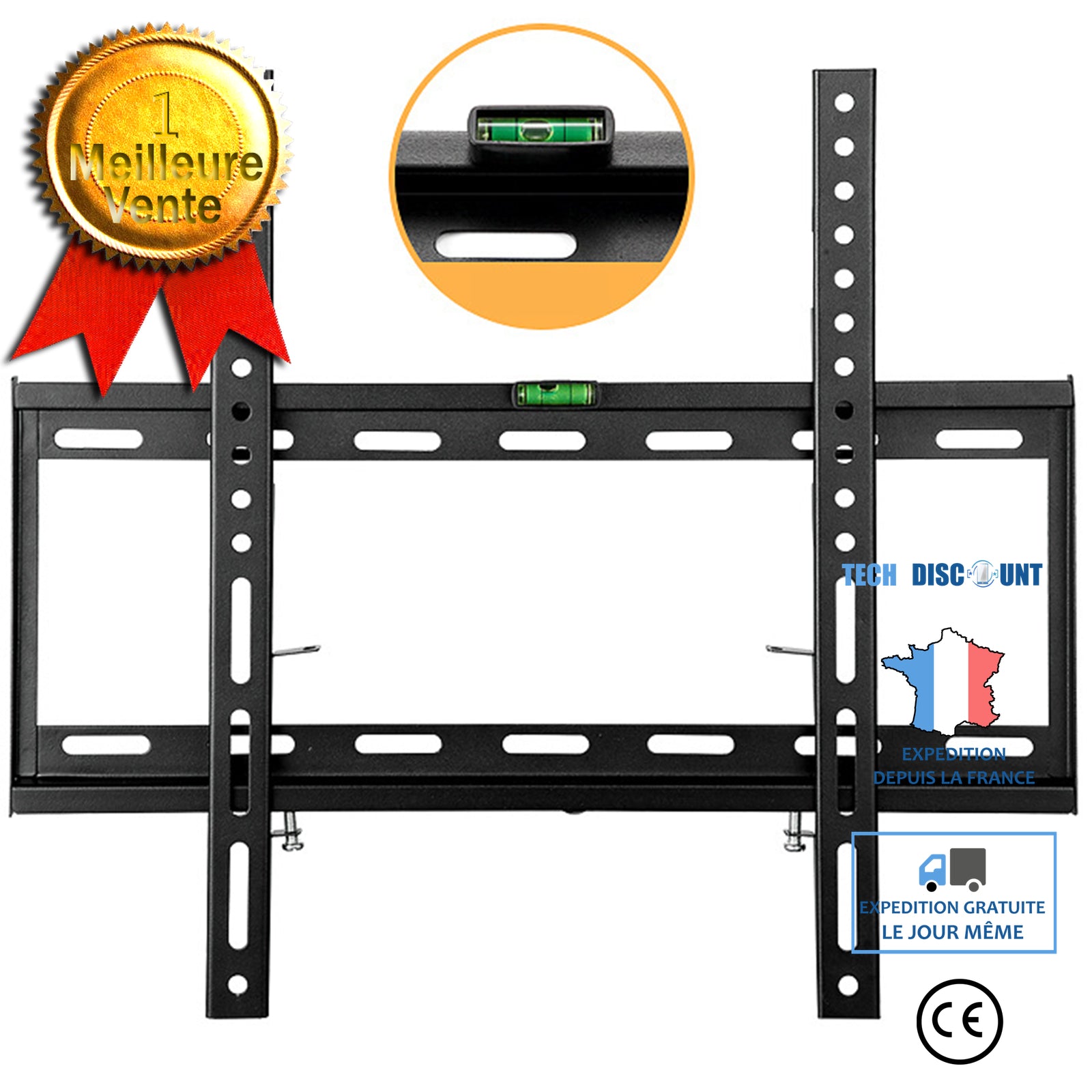 TD® Support de support intégré pour téléviseur LCD Support de moniteur mural mural de 14 à 70 pouces