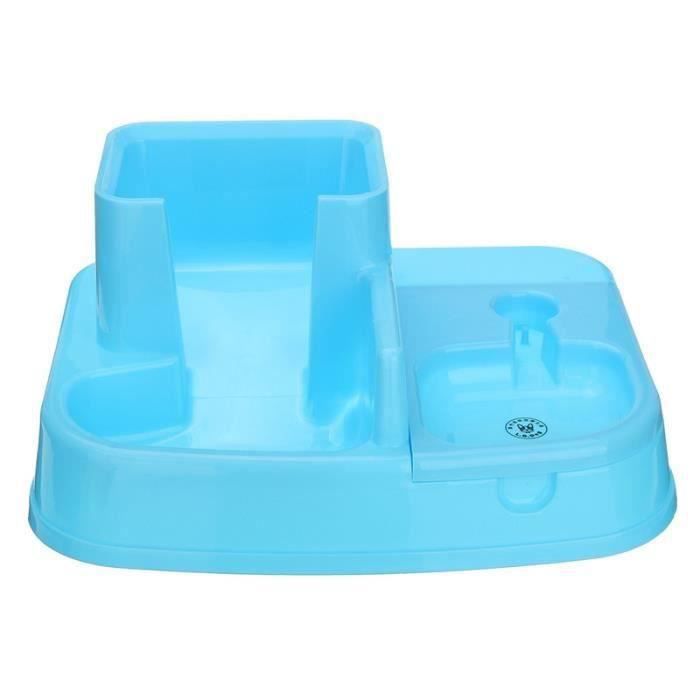 Automatique Gamelle Mangeoire Bouteille Distributeur Eau Croquette Pr Chien Chat Bleu Clair