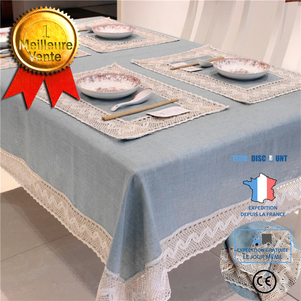 TD® nappe de table rectangulaire anti tache PVC dessus housse protection design en dentelle salle a manger cusiine decoration pas ch