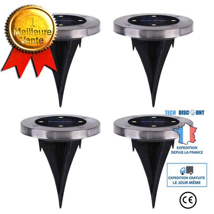 TD® 4 pièces 4 LED Lampes solaires à Enfoui Sol extérieur Jardin terrasse lamps - Accessoire Eclairage Externe 4 LED étanche