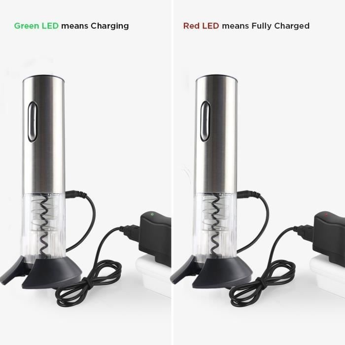 TD® Tire bouchon électrique ouverture bouteille vin apparence moderne éclatante cadeau anniversaire pile batterie rechargeable blanc