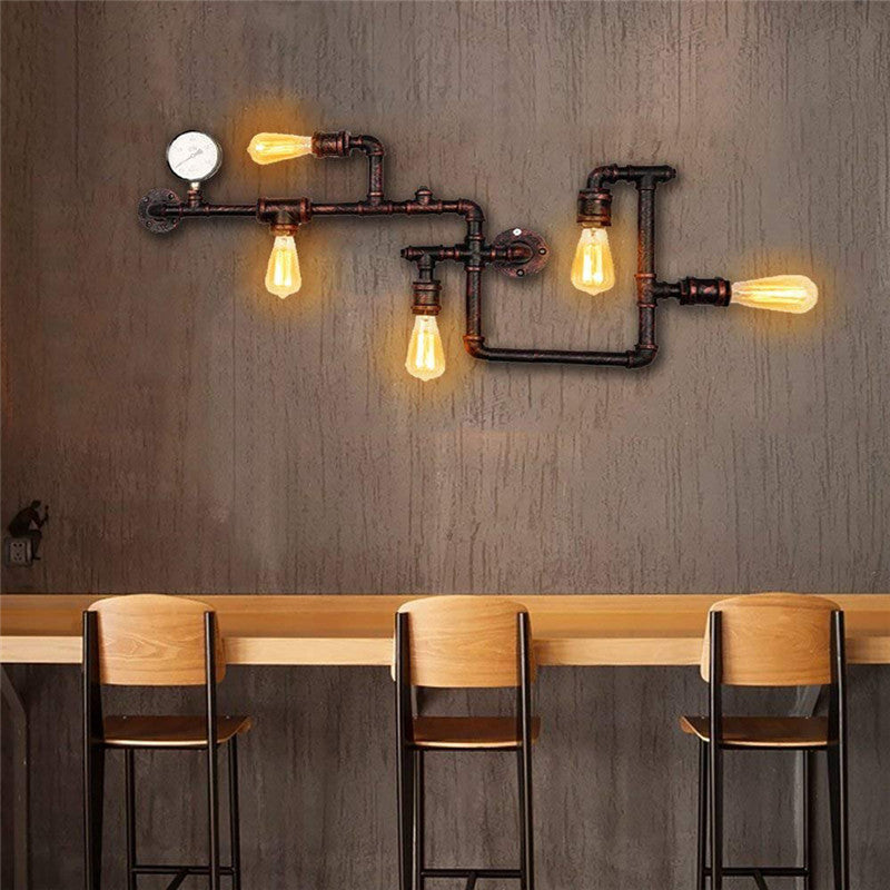 Applique d extérieur Appliques Murales Vintage Industrielle Reacutetro en Tuyau dEau avec Cinq Sources de Lumiegravere Edison